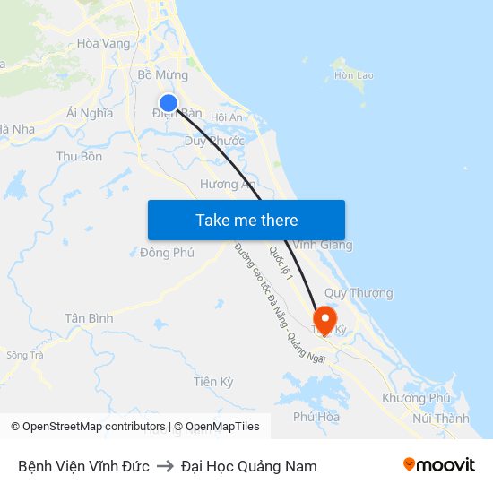 Bệnh Viện Vĩnh Đức to Đại Học Quảng Nam map