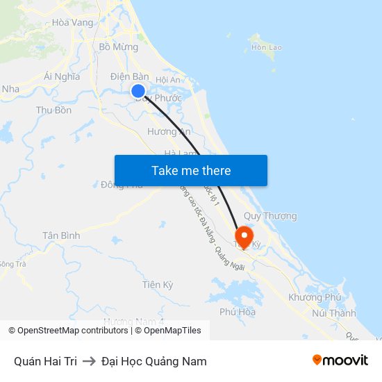 Quán Hai Tri to Đại Học Quảng Nam map