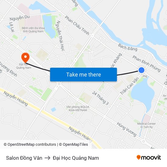 Salon Đồng Vân to Đại Học Quảng Nam map