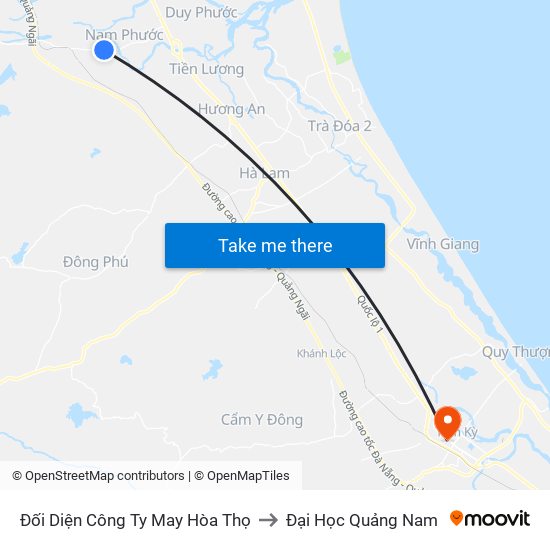Đối Diện Công Ty May Hòa Thọ to Đại Học Quảng Nam map