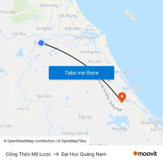 Cổng Thôn Mỹ Lược to Đại Học Quảng Nam map