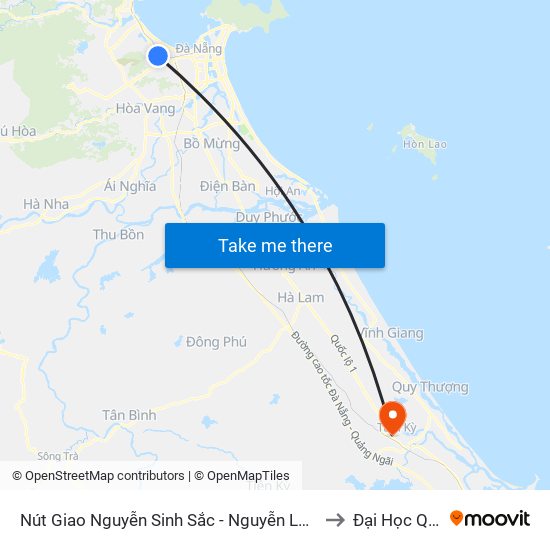 Nút Giao Nguyễn Sinh Sắc - Nguyễn Lương Bằng 150m Về Phía Biển to Đại Học Quảng Nam map