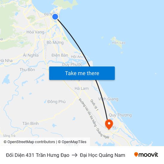 Đối Diện 431 Trần Hưng Đạo to Đại Học Quảng Nam map