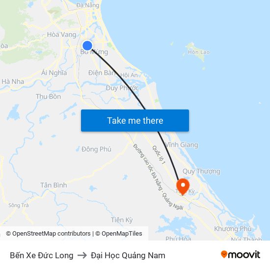 Bến Xe Đức Long to Đại Học Quảng Nam map