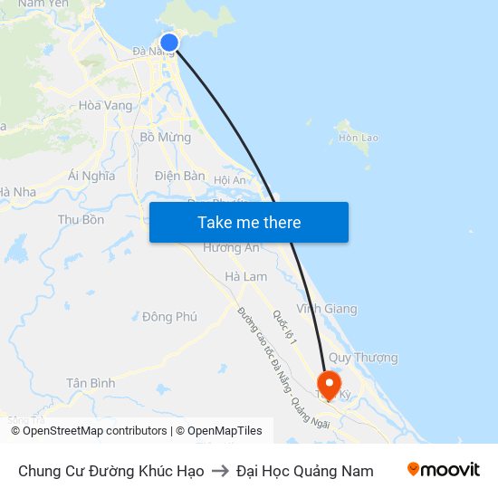 Chung Cư Đường Khúc Hạo to Đại Học Quảng Nam map