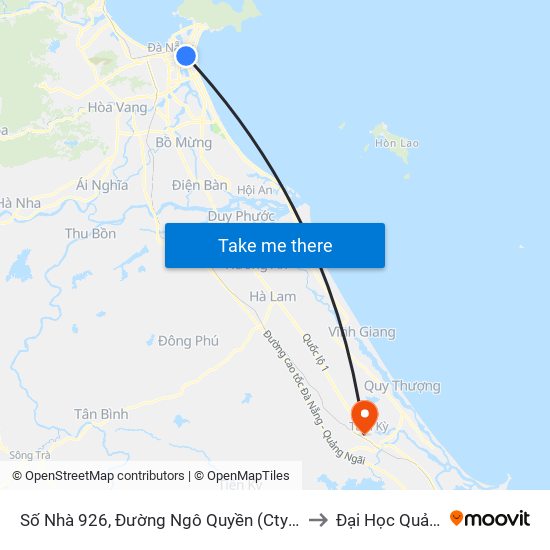 Số Nhà 926, Đường Ngô Quyền (Cty Điện Lực Sơn Trà) to Đại Học Quảng Nam map