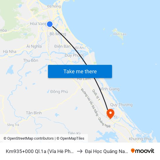 Km935+000 Ql.1a (Vỉa Hè Phải) to Đại Học Quảng Nam map