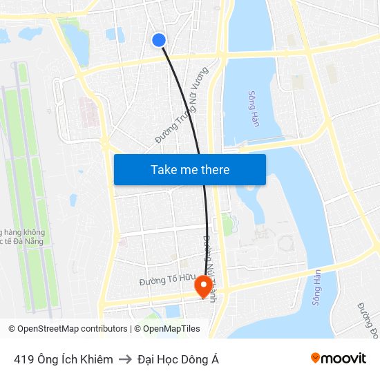 419 Ông Ích Khiêm to Đại Học Dông Á map