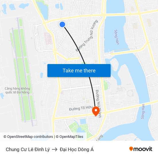 Chung Cư Lê Đình Lý to Đại Học Dông Á map