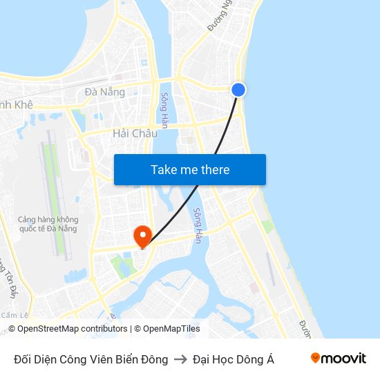 Đối Diện Công Viên Biển Đông to Đại Học Dông Á map