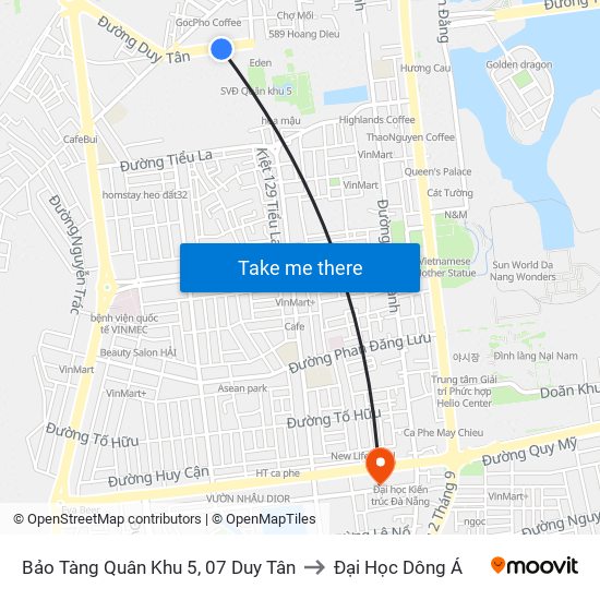 Bảo Tàng Quân Khu 5, 07 Duy Tân to Đại Học Dông Á map