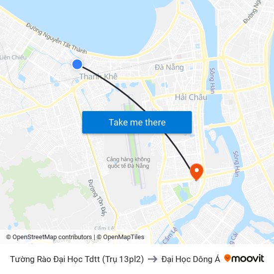 Tường Rào Đại Học Tdtt (Trụ 13pl2) to Đại Học Dông Á map