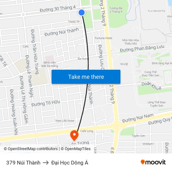 379 Núi Thành to Đại Học Dông Á map