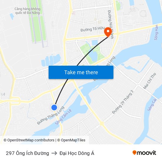 297 Ông Ích Đường to Đại Học Dông Á map