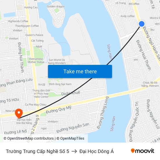 Trường Trung Cấp Nghề Số 5 to Đại Học Dông Á map