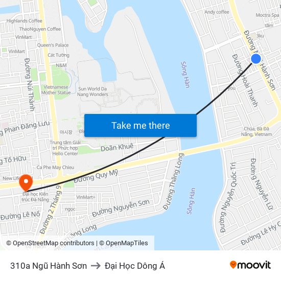 310a Ngũ Hành Sơn to Đại Học Dông Á map
