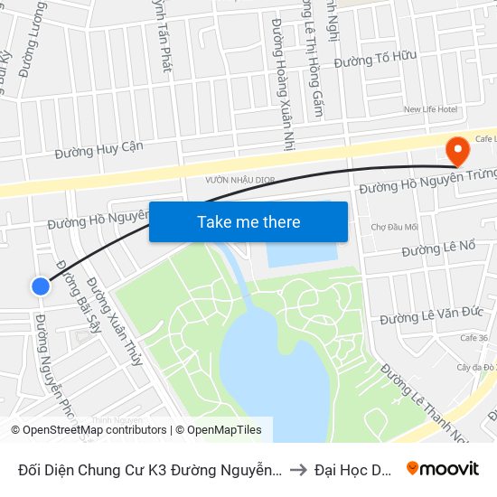 Đối Diện Chung Cư K3 Đường Nguyễn Phong Sắc to Đại Học Dông Á map