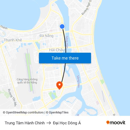 Trung Tâm Hành Chính to Đại Học Dông Á map