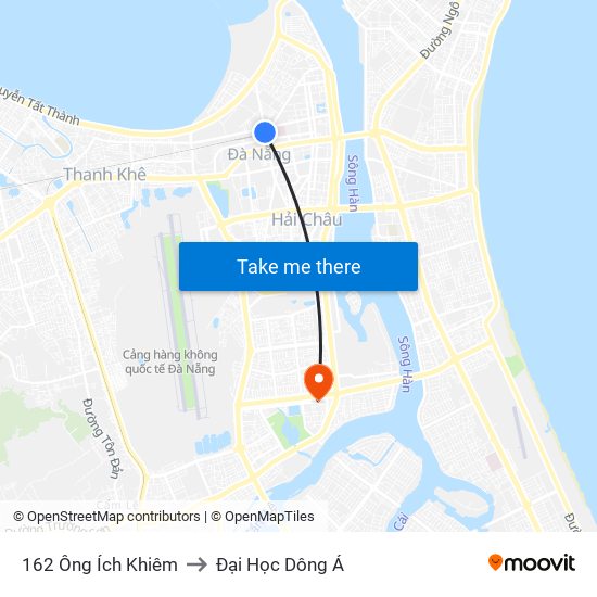 162 Ông Ích Khiêm to Đại Học Dông Á map