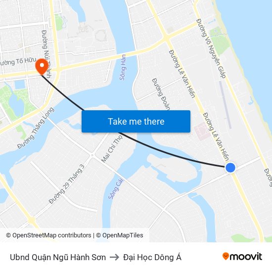 Ubnd Quận Ngũ Hành Sơn to Đại Học Dông Á map