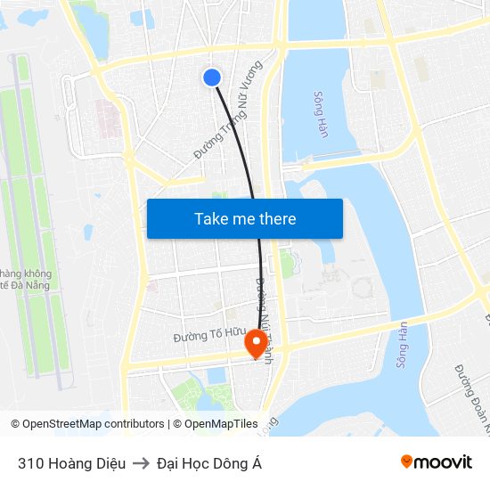 310 Hoàng Diệu to Đại Học Dông Á map