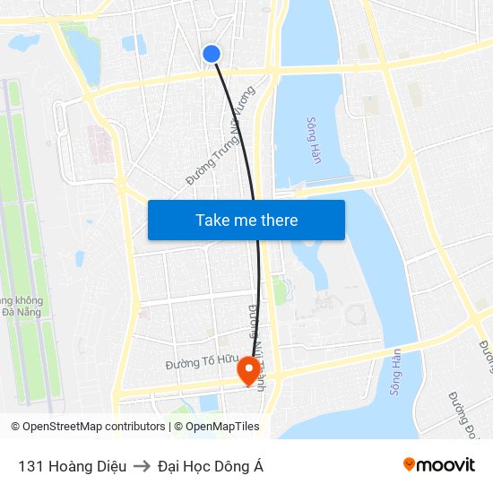 131 Hoàng Diệu to Đại Học Dông Á map