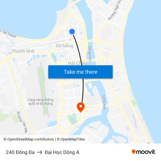 240 Đống Đa to Đại Học Dông Á map