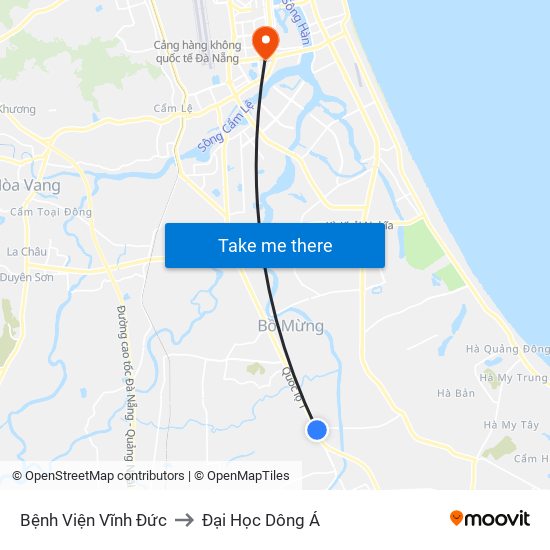 Bệnh Viện Vĩnh Đức to Đại Học Dông Á map