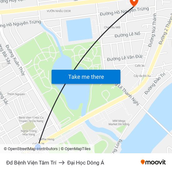 Đd Bệnh Viện Tâm Trí to Đại Học Dông Á map