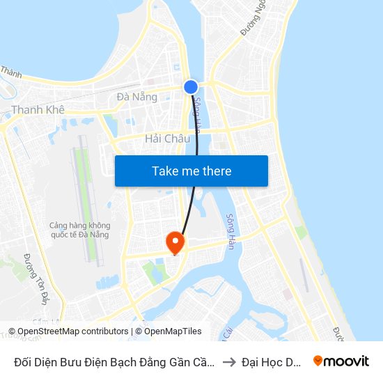 Đối Diện Bưu Điện Bạch Đằng Gần Cầu Sông Hàn to Đại Học Dông Á map
