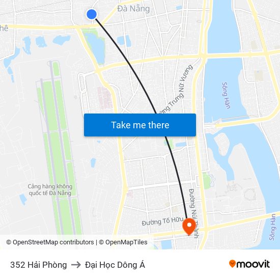 352 Hải Phòng to Đại Học Dông Á map