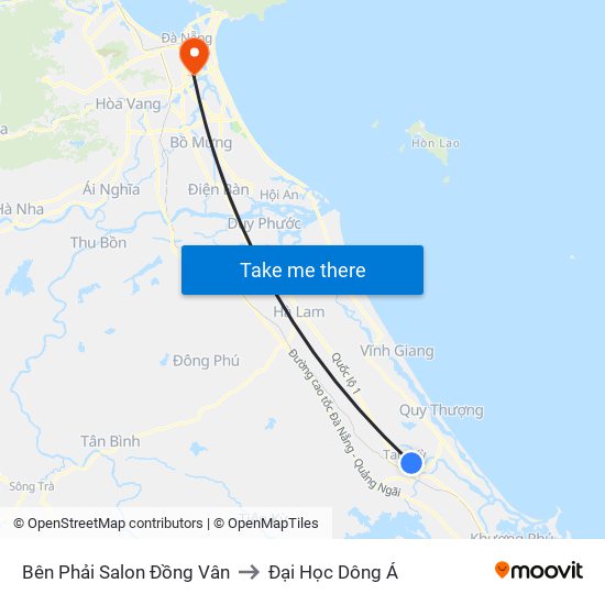 Bên Phải Salon Đồng Vân to Đại Học Dông Á map