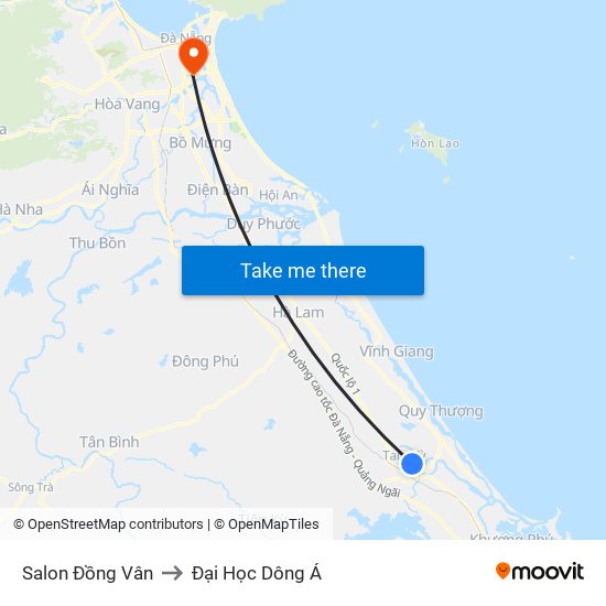 Salon Đồng Vân to Đại Học Dông Á map