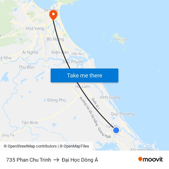 735 Phan Chu Trinh to Đại Học Dông Á map