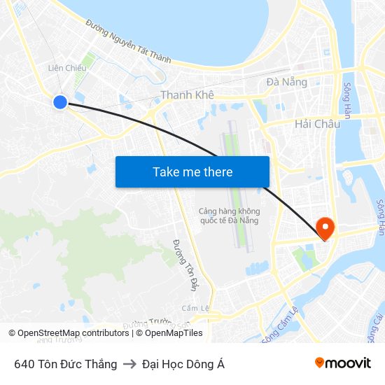 640 Tôn Đức Thắng to Đại Học Dông Á map