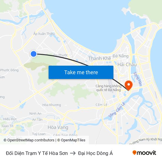 Đối Diện Trạm Y Tế Hòa Sơn to Đại Học Dông Á map