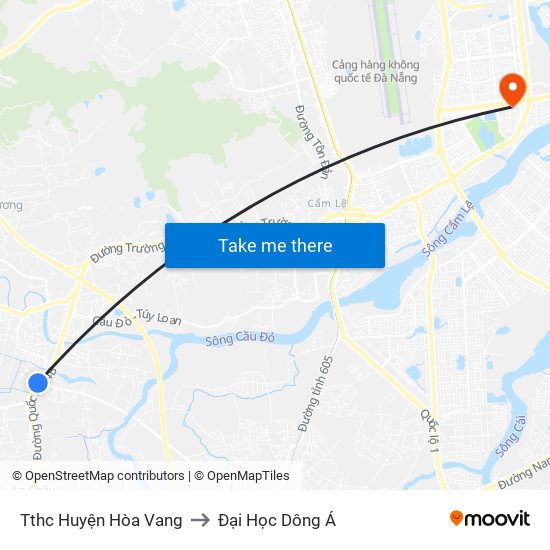 Tthc Huyện Hòa Vang to Đại Học Dông Á map