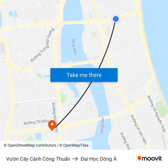 Vườn Cây Cảnh Công Thuấn to Đại Học Dông Á map