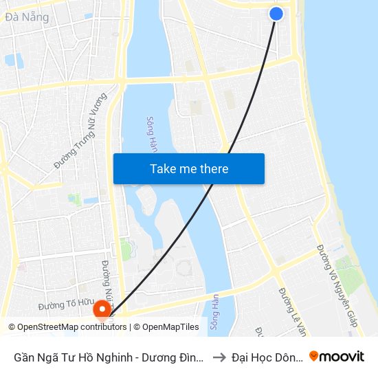 Gần Ngã Tư Hồ Nghinh - Dương Đình Nghệ to Đại Học Dông Á map