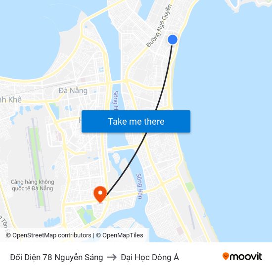 Đối Diện 78 Nguyễn Sáng to Đại Học Dông Á map