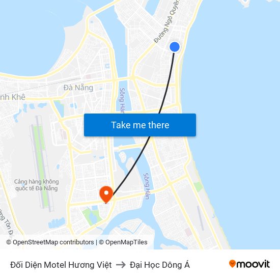 Đối Diện Motel Hương Việt to Đại Học Dông Á map