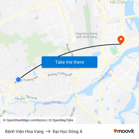 Bệnh Viện Hòa Vang to Đại Học Dông Á map