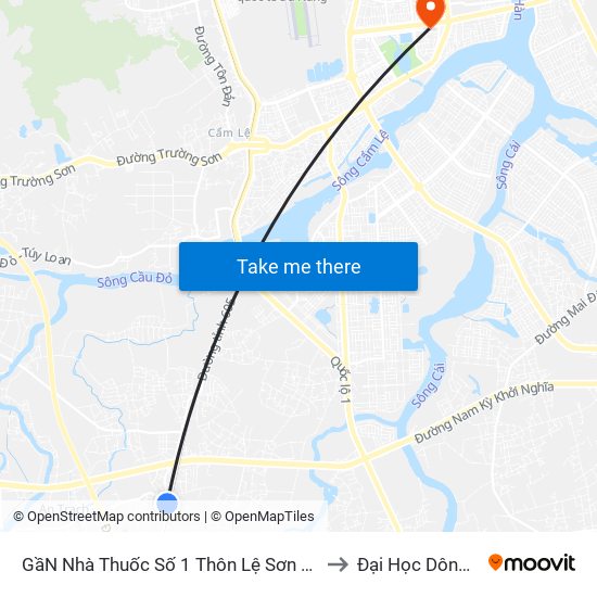 GầN Nhà Thuốc Số 1 Thôn Lệ Sơn Bắc to Đại Học Dông Á map