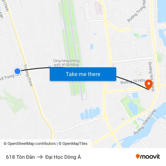 618 Tôn Đản to Đại Học Dông Á map