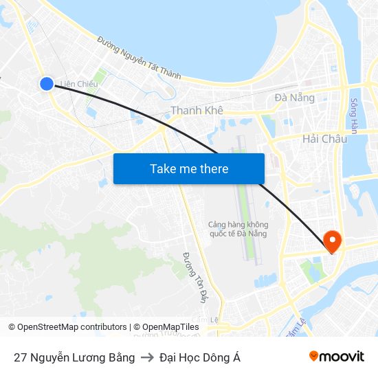 27 Nguyễn Lương Bằng to Đại Học Dông Á map