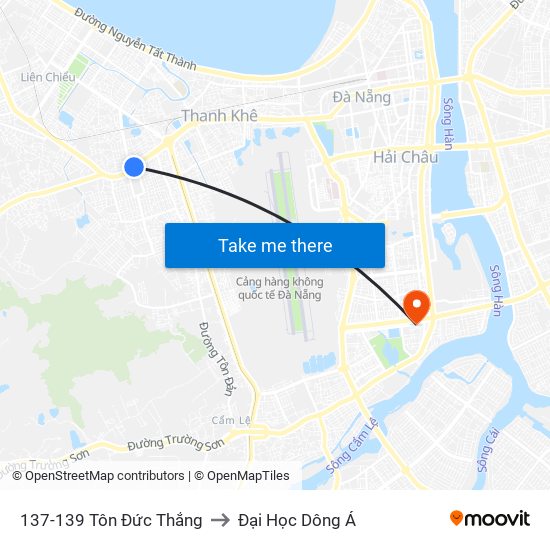 137-139 Tôn Đức Thắng to Đại Học Dông Á map