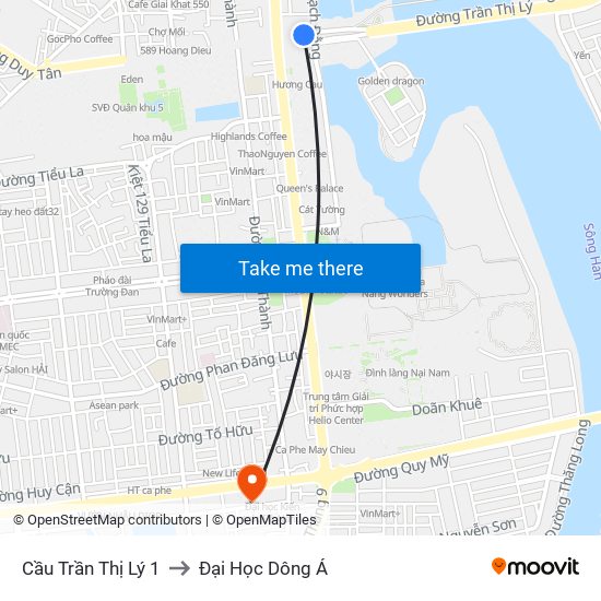 Cầu Trần Thị Lý 1 to Đại Học Dông Á map