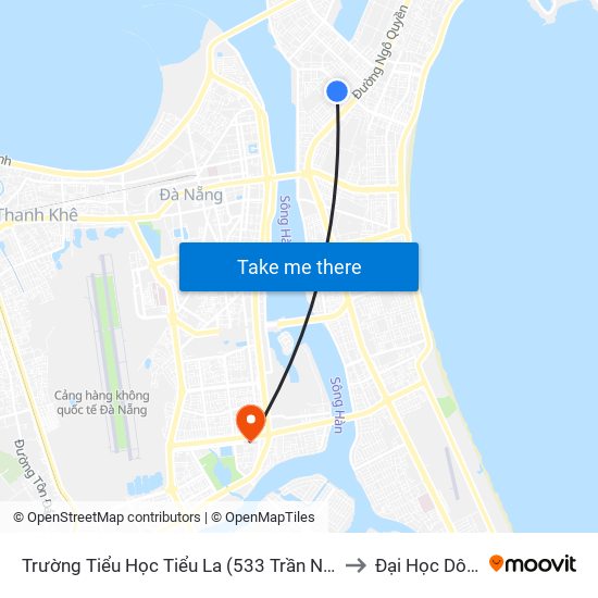 Trường Tiểu Học Tiểu La (533 Trần Nhân Tông) to Đại Học Dông Á map