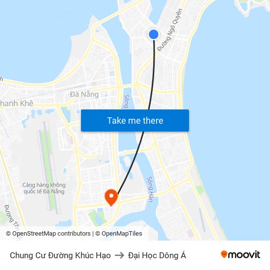 Chung Cư Đường Khúc Hạo to Đại Học Dông Á map