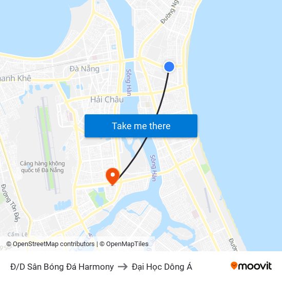 Đ/D Sân Bóng Đá Harmony to Đại Học Dông Á map